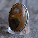 Vintage Sterling jasper Ring 10.75