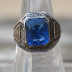 Vintage Sterling Blue Stone Signet Ring 8