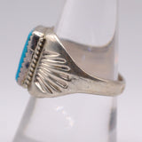 Vintage Sterling Turquoise Stamped Band Ring 9