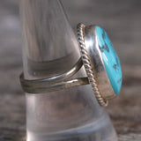 Vintage Sterling Turquoise Roper Ring 8.75