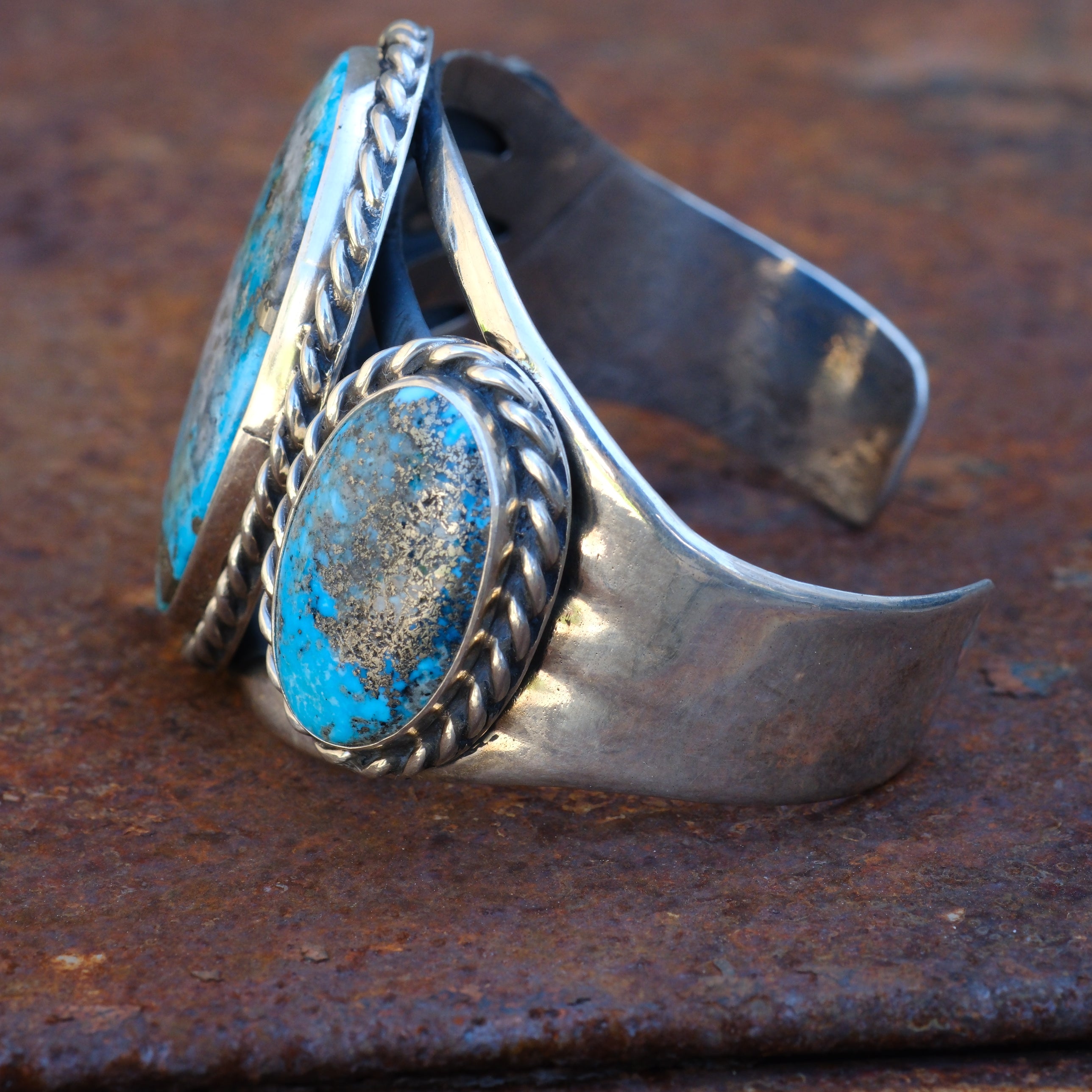Huge 3-Stone Turquoise Cuff Bracelet