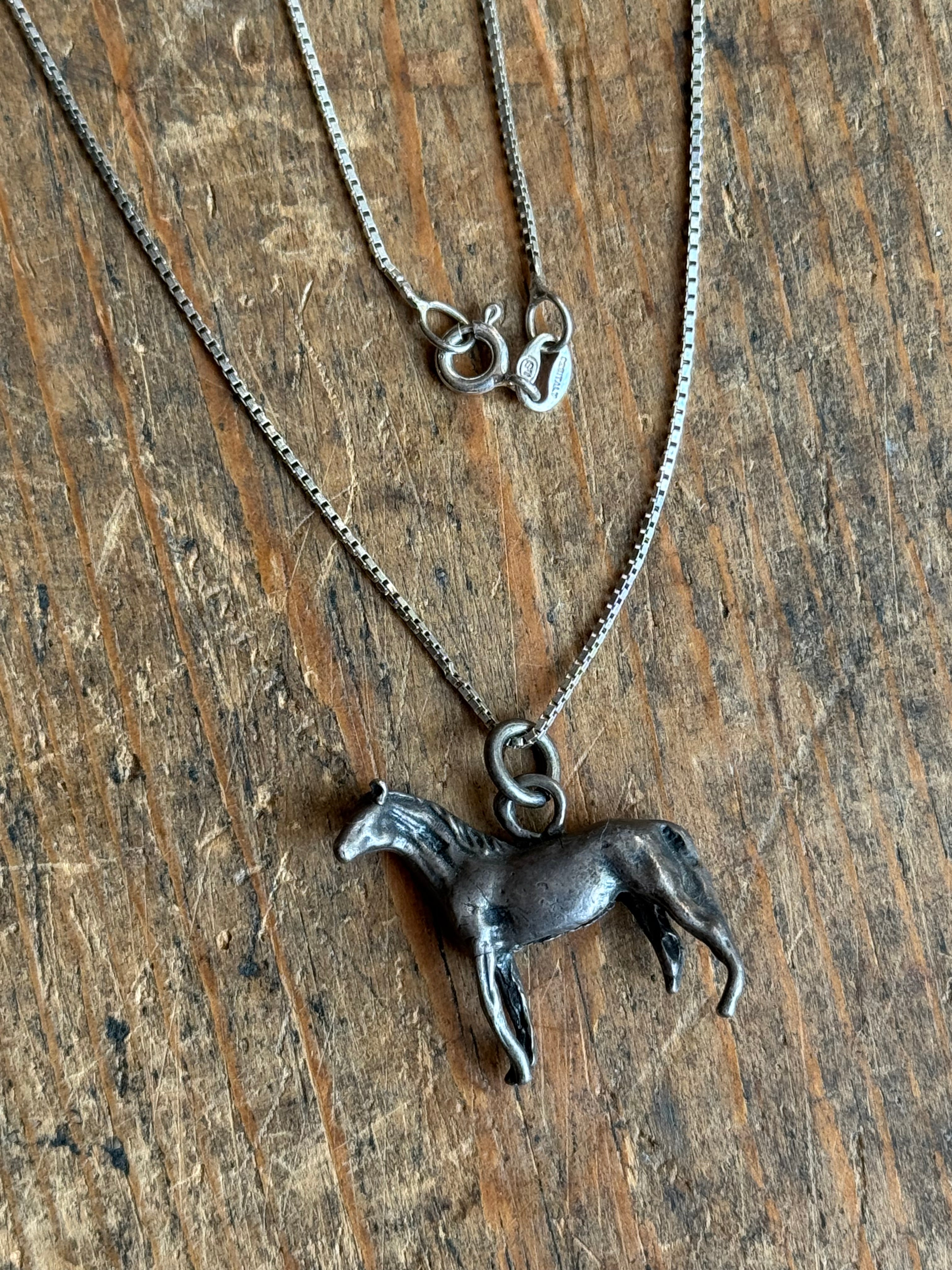 Vintage Sterling Silver Horse 20" Necklace