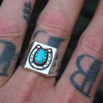 Vintage Sterling Turquoise Horseshoe Ring 9.5