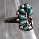 Vintage Sterling Turquoise Petit Point Ring 6.25