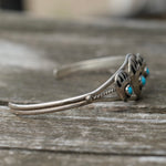Vintage Sterling Turquoise Bear Paw Cuff