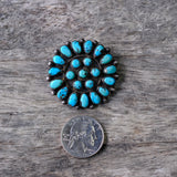 Vintage Sterling Zuni Turquoise Cluster Pin
