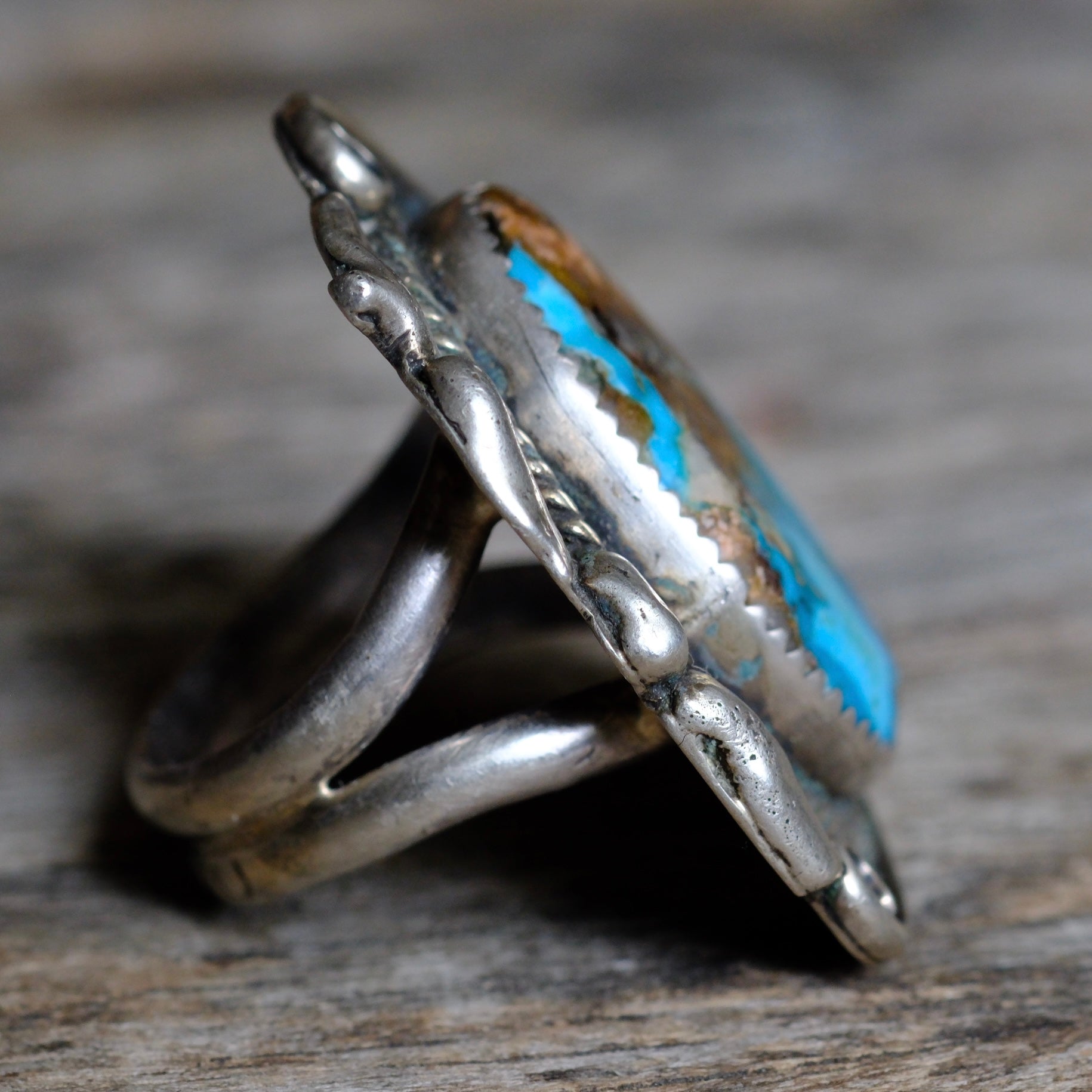 Vintage Sterling Turquoise Ring 7.75