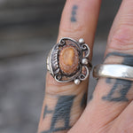 Vintage Sterling Natural Agate Ring 4.5