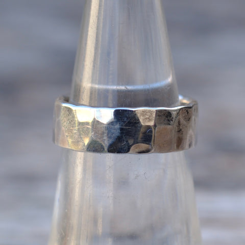 Vintage Sterling Silver Faceted Band Ring 5.5