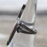 Vintage Sterling Inlay Owl Ring 5.75