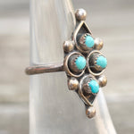 Vintage Sterling Turquoise Cluster Ring 5