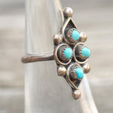 Vintage Sterling Turquoise Cluster Ring 5