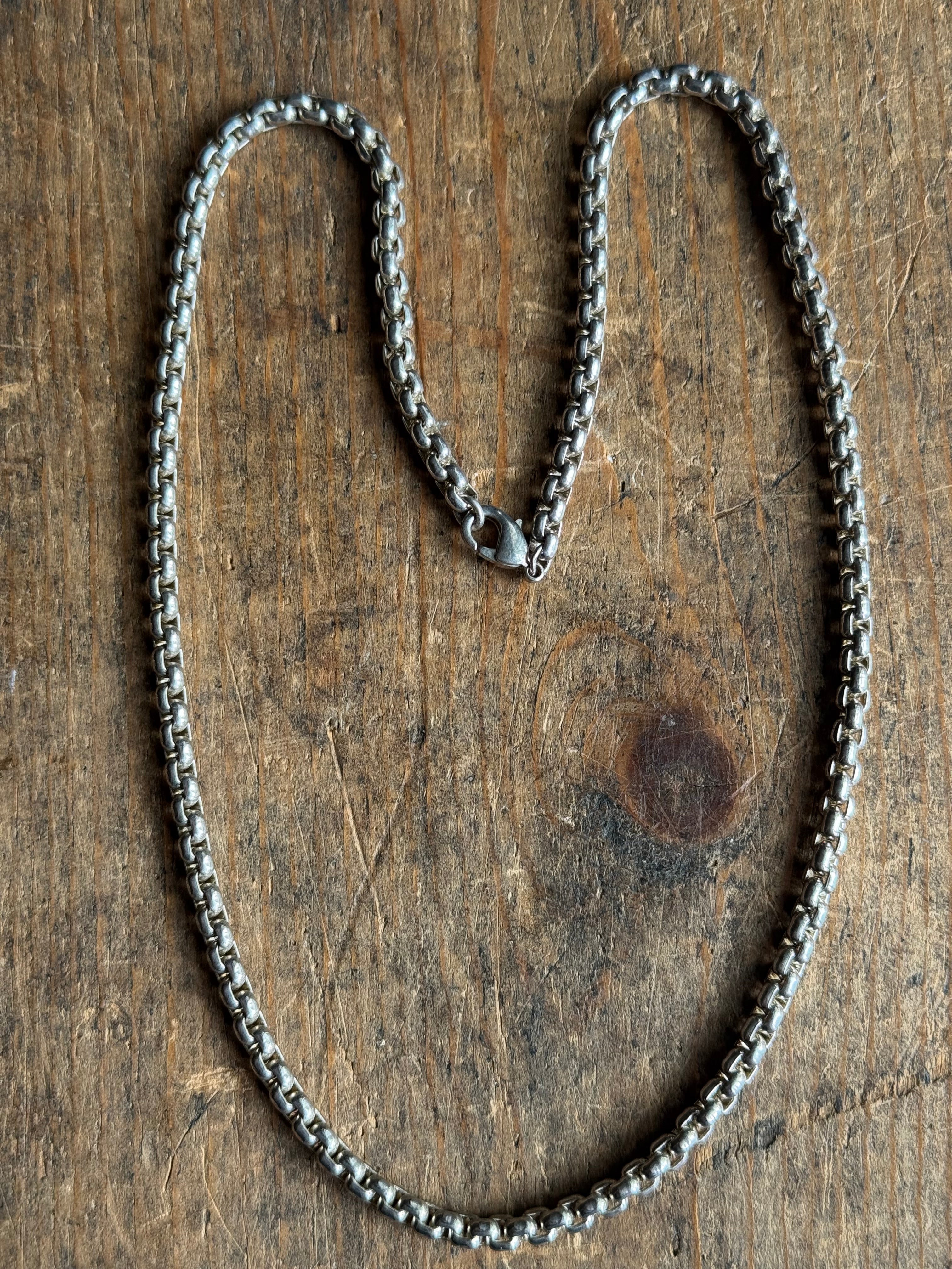 Vintage Sterling Silver 18” Round Box Chain