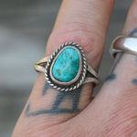 Vintage Sterling Turquoise Roper Ring 7