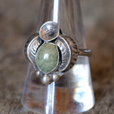 Vintage Sterling Green Jasper Feather Ring 10