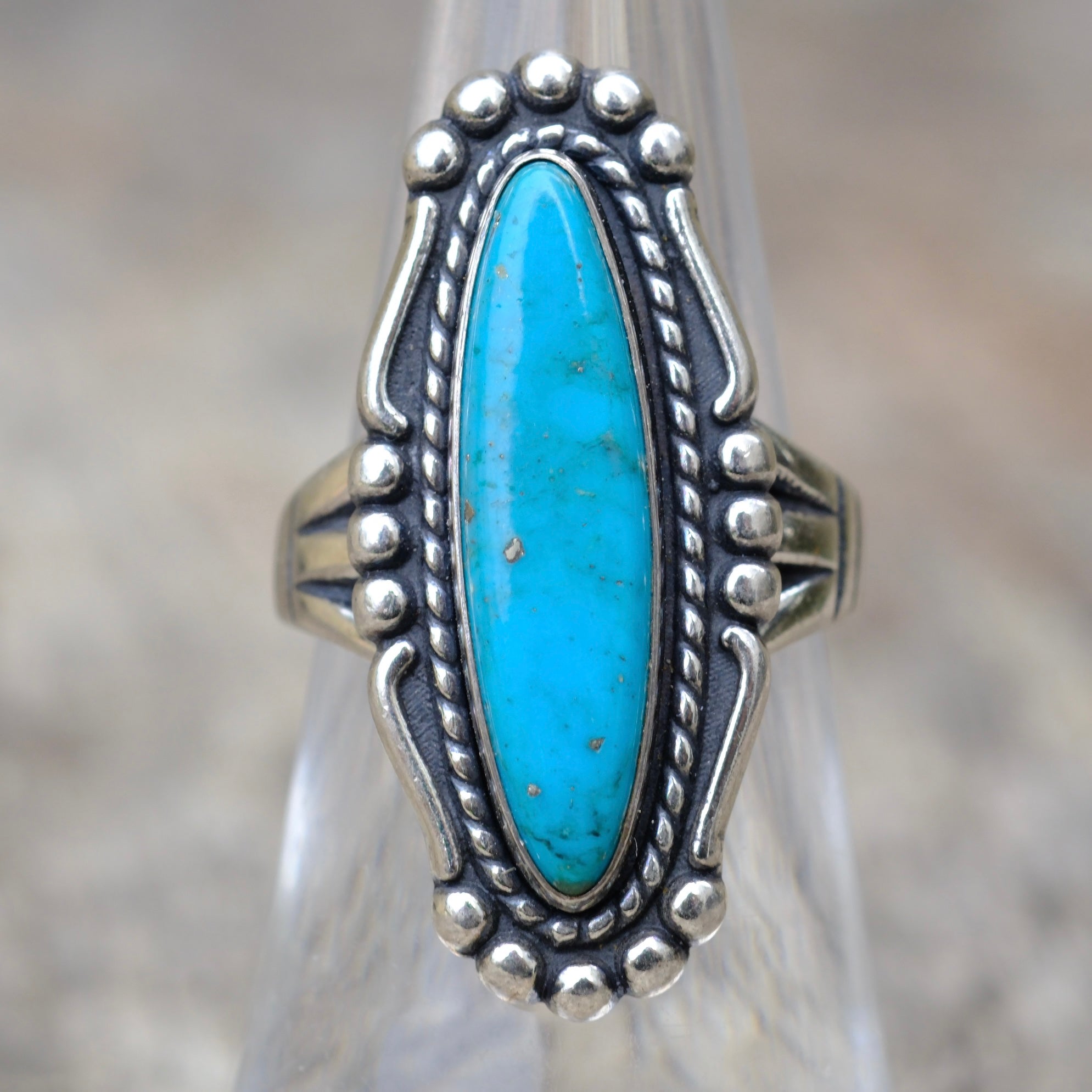 Vintage Sterling Turquoise Ring 6.5
