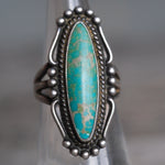 Vintage Sterling Turquoise Trading Post Ring 4.75