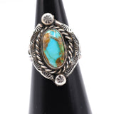 Vintage Sterling Turquoise Roper Ring 5.75