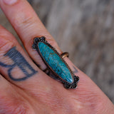 Vintage Sterling Turquoise Roper Ring 7.5