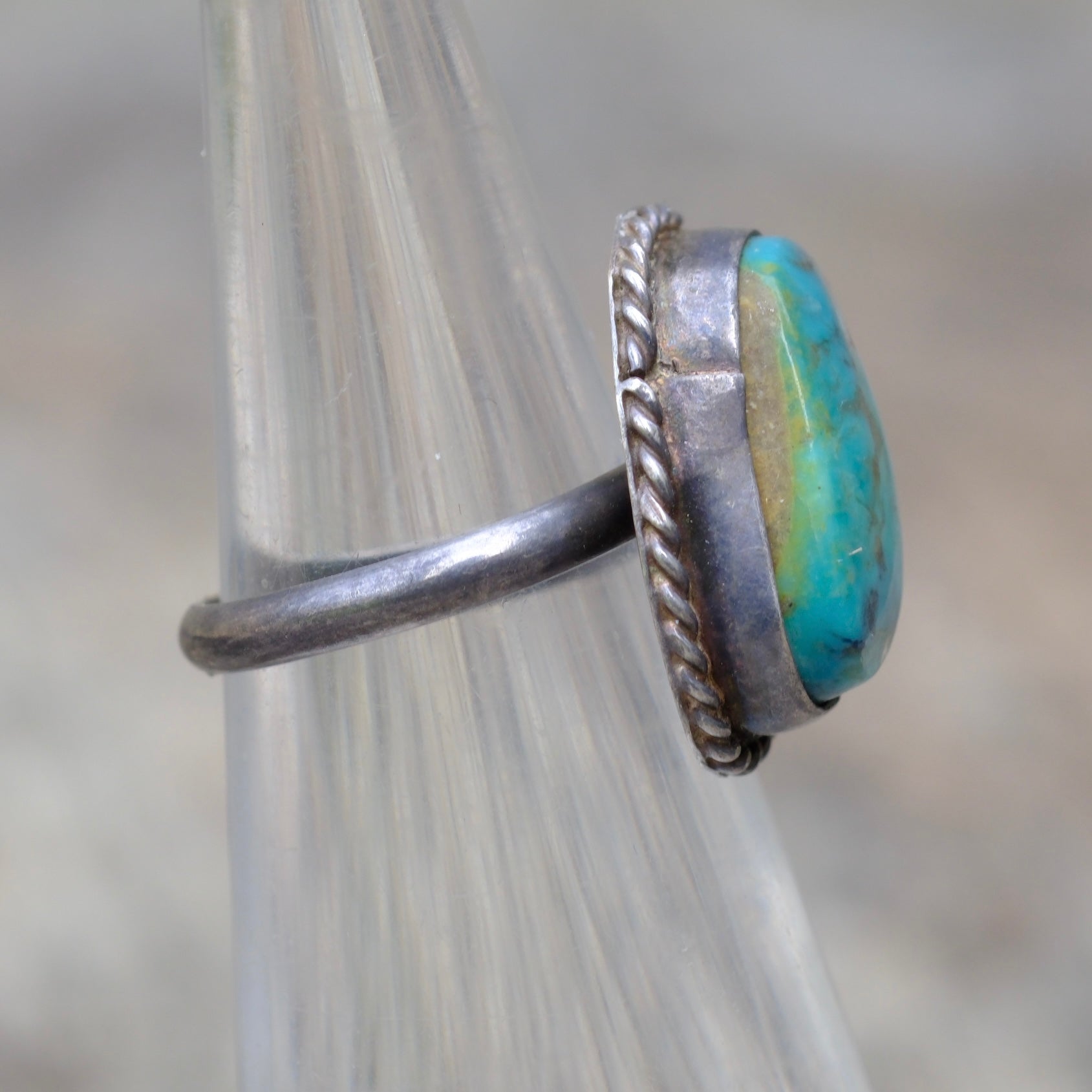 Vintage Sterling Turquoise Roper Ring 2