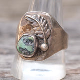 Vintage Sterling Turquoise Feather Ring 11.25