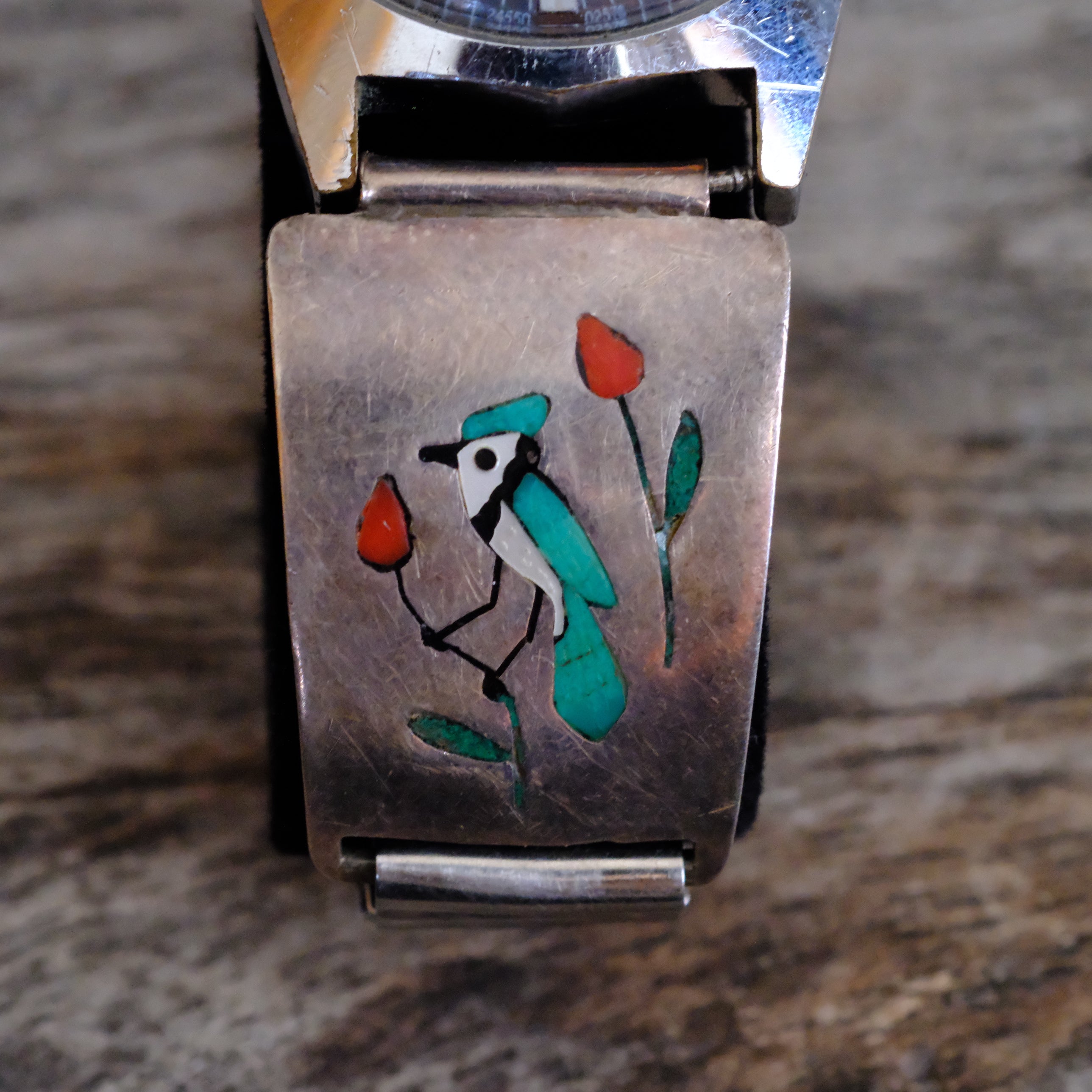 Vintage Sterling Inlay Blue Jay Watch
