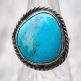 Vintage Sterling Turquoise Roped Ring 6