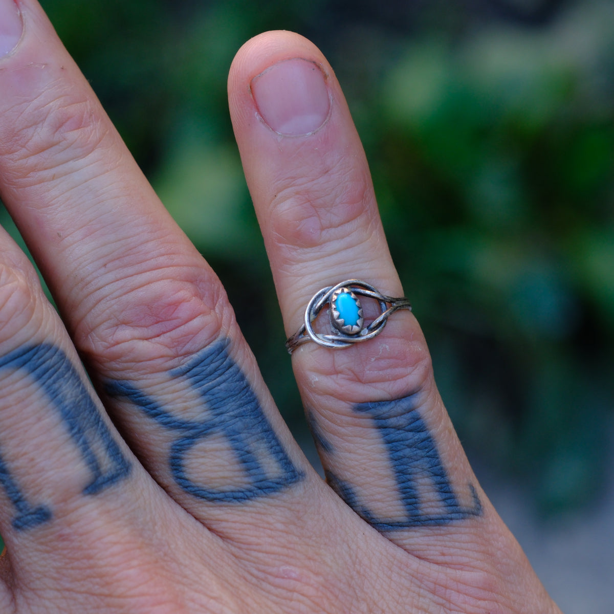 Vintage Sterling Turquoise Ring 4.5