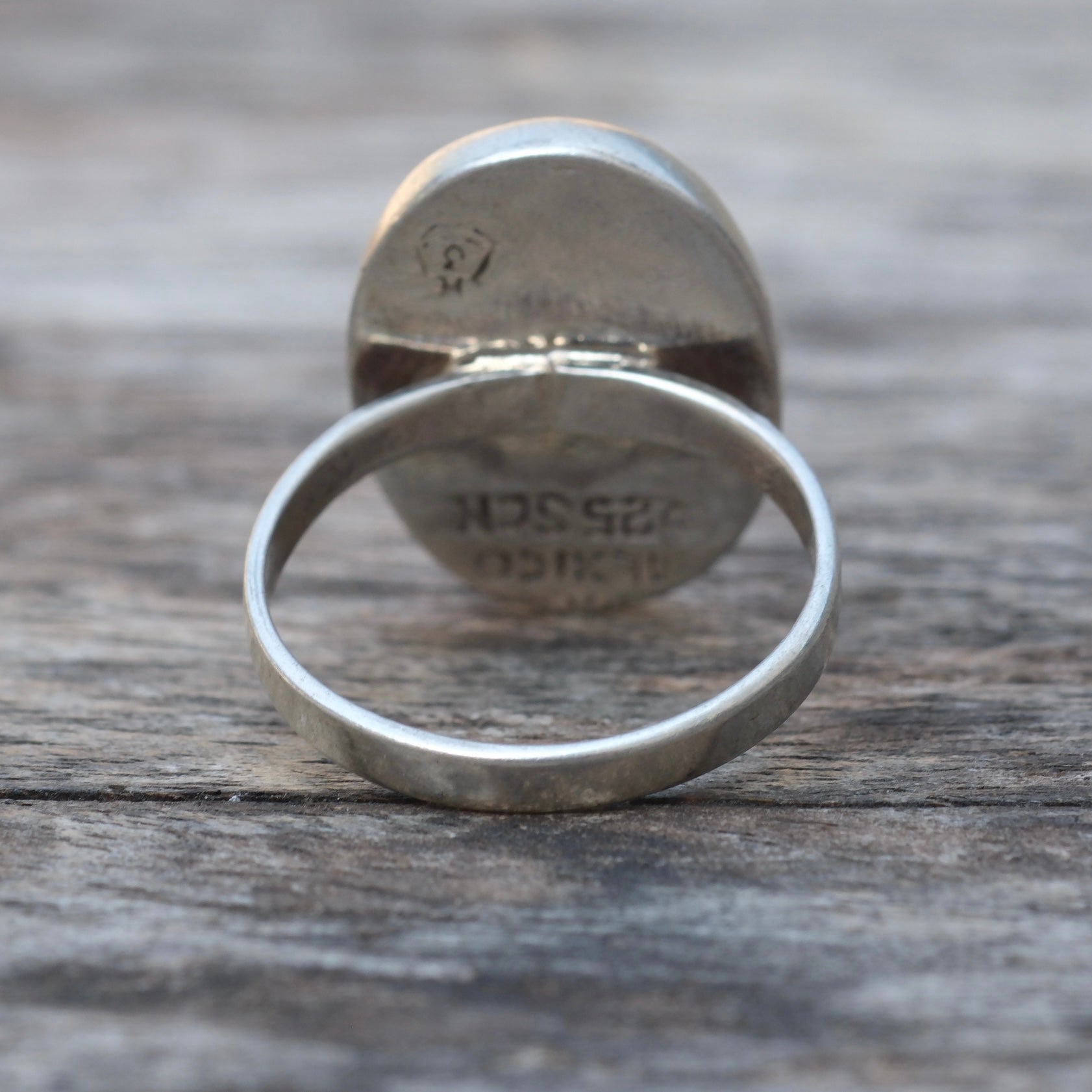 Vintage Sterling Obsidian Ring 6.25