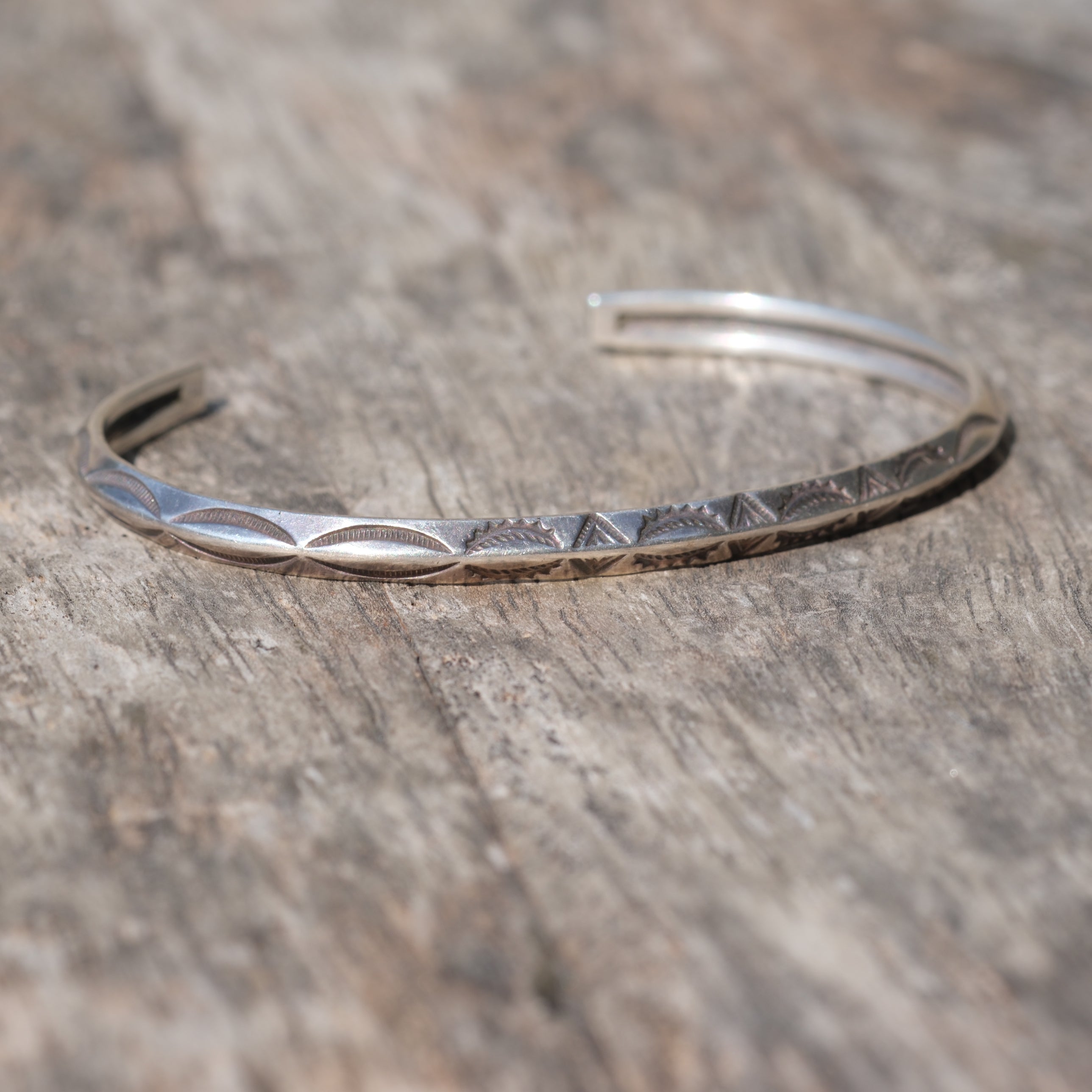 Vintage Sterling Silver Stamped Triangle Cuff