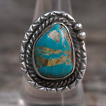 Vintage Sterling Turquoise Roper Ring 8.5