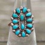 Vintage Sterling Turquoise Cluster Ring 6