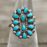 Vintage Sterling Turquoise Cluster Ring 6