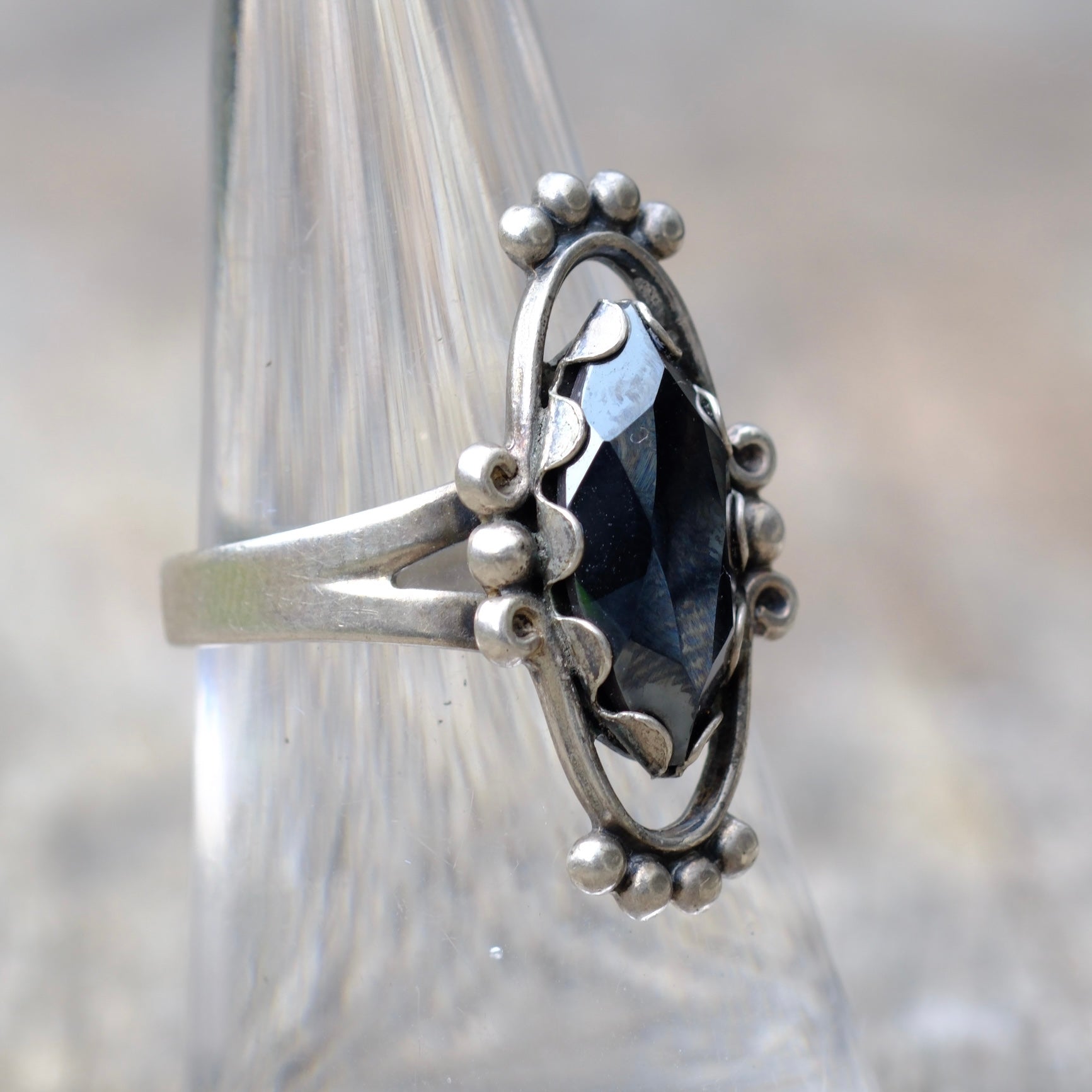 Vintage Sterling Hematite Ring 7