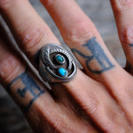 Vintage Sterling 2-Stone Turquoise Feather Ring 9.75