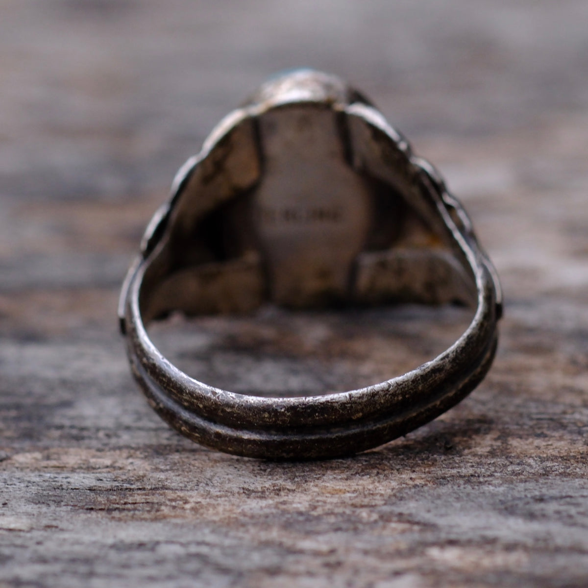 Vintage Sterling Multi Stone Inlay Ribbed Band Ring 7