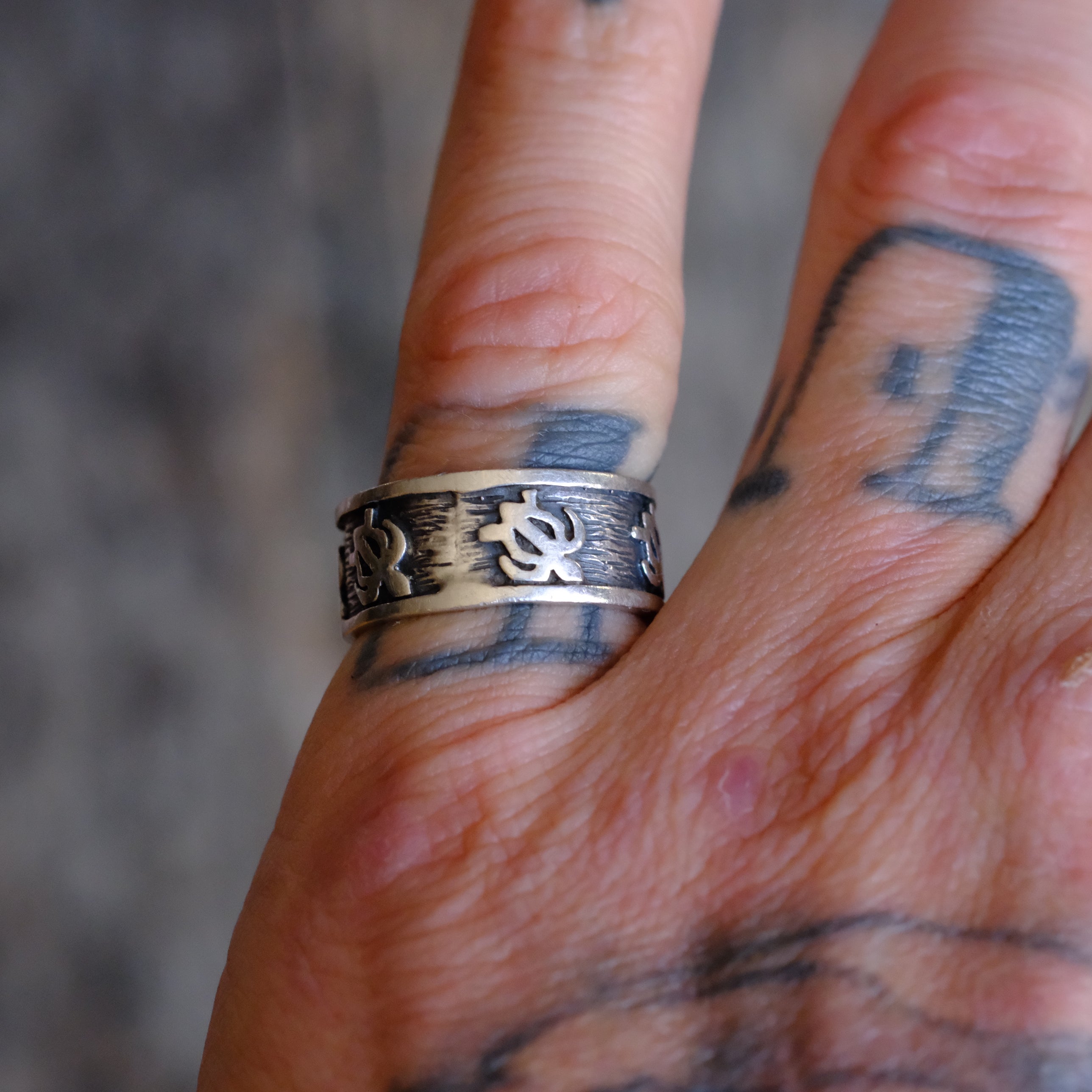 Vintage Sterling Silver Turtle Band Ring 6.5