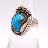 Vintage Sterling Turquoise Feather Ring 7