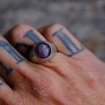 Vintage Sterling Amethyst Cabochon Ring 9.5