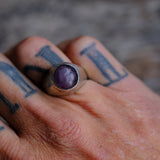 Vintage Sterling Amethyst Cabochon Ring 9.5