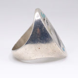 Vintage Sterling Multistone Inlay Eagle Ring 9.25