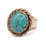 Vintage Sterling Turquoise Roper Stamped Band Ring 12.25