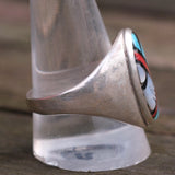 Vintage Sterling Zuni Inlay Ring 11.5
