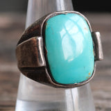 Vintage Sterling Turquoise Signet Ring 9.75