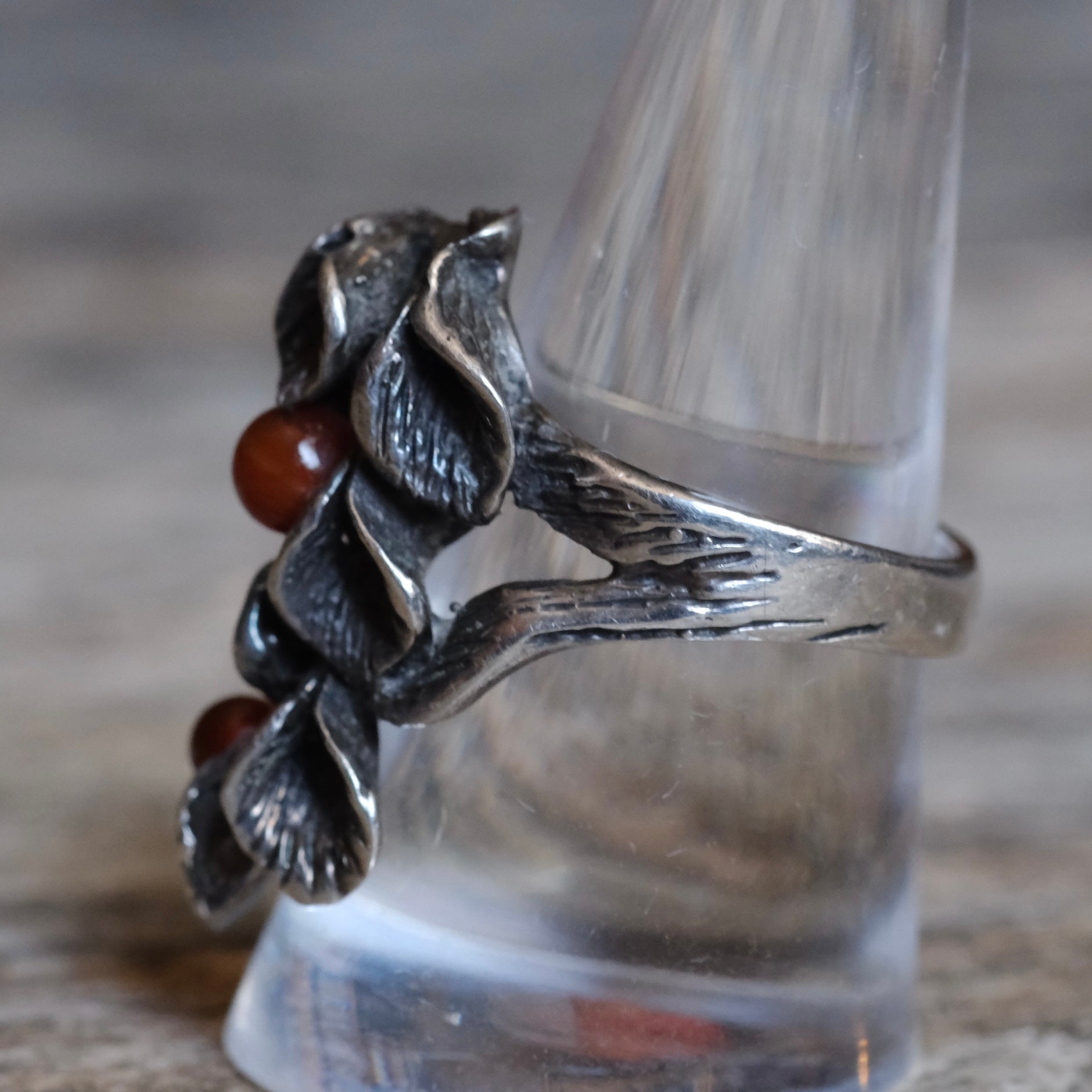 Vintage Sterling Flower Ring 8.75