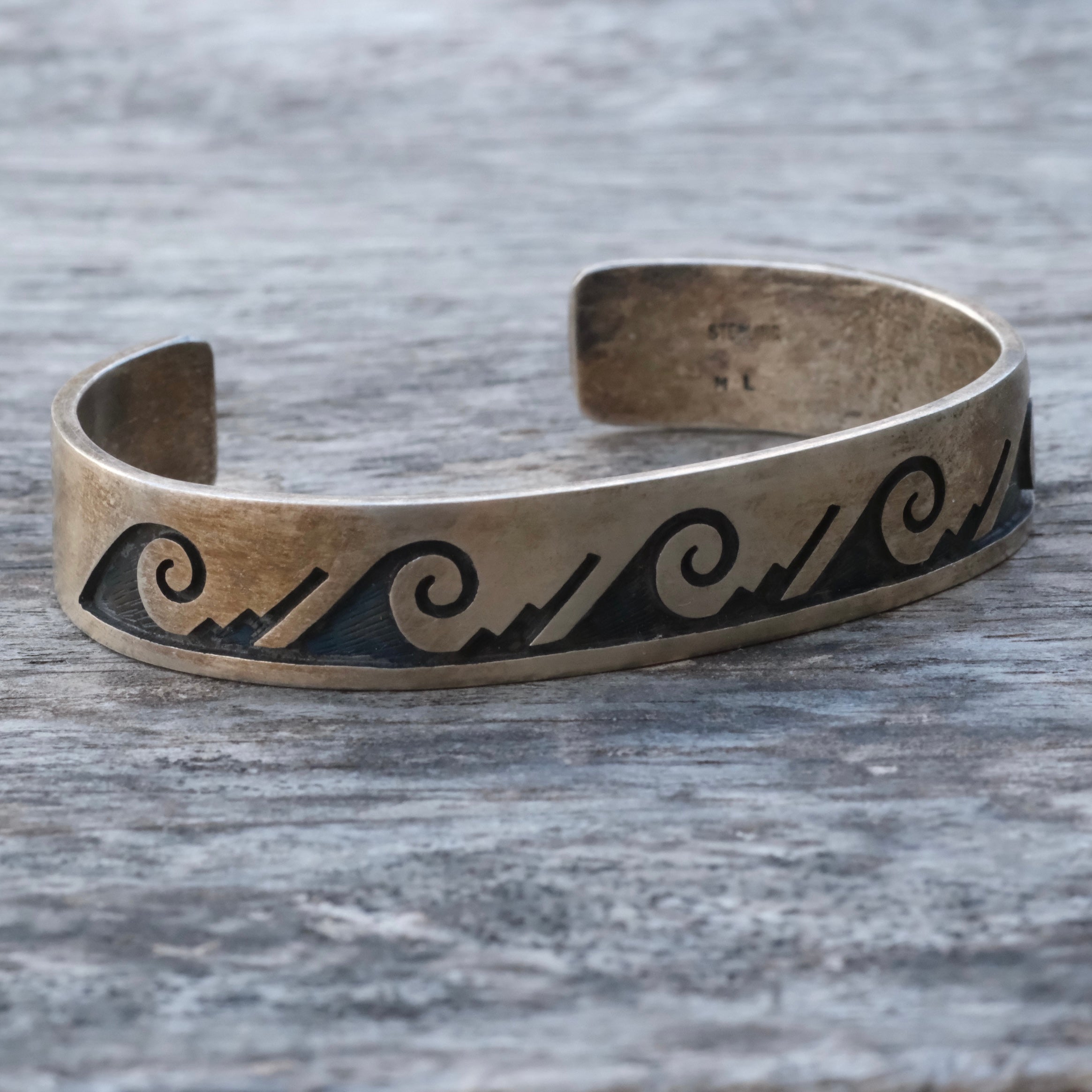 Vintage Sterling Stamped Cuff Bracelet