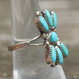Vintage Sterling Turquoise Cluster Ring 7