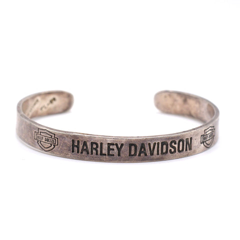 Vintage Sterling Silver Harley Davidson Cuff Bracelet 6.75"
