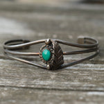 Vintage Sterling Turquoise Feather Cuff