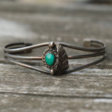 Vintage Sterling Turquoise Feather Cuff